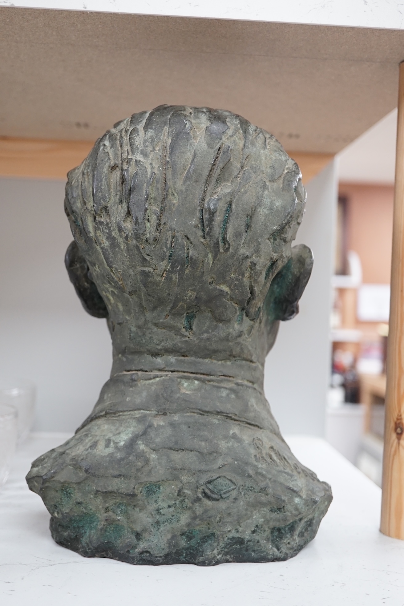 Mid 20th century bronze bust of a gentleman, Valsuani foundry mark, 30cm high. Condition - good.